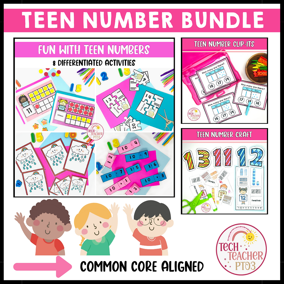 Kindergarten Math Center Activities for Teen Numbers