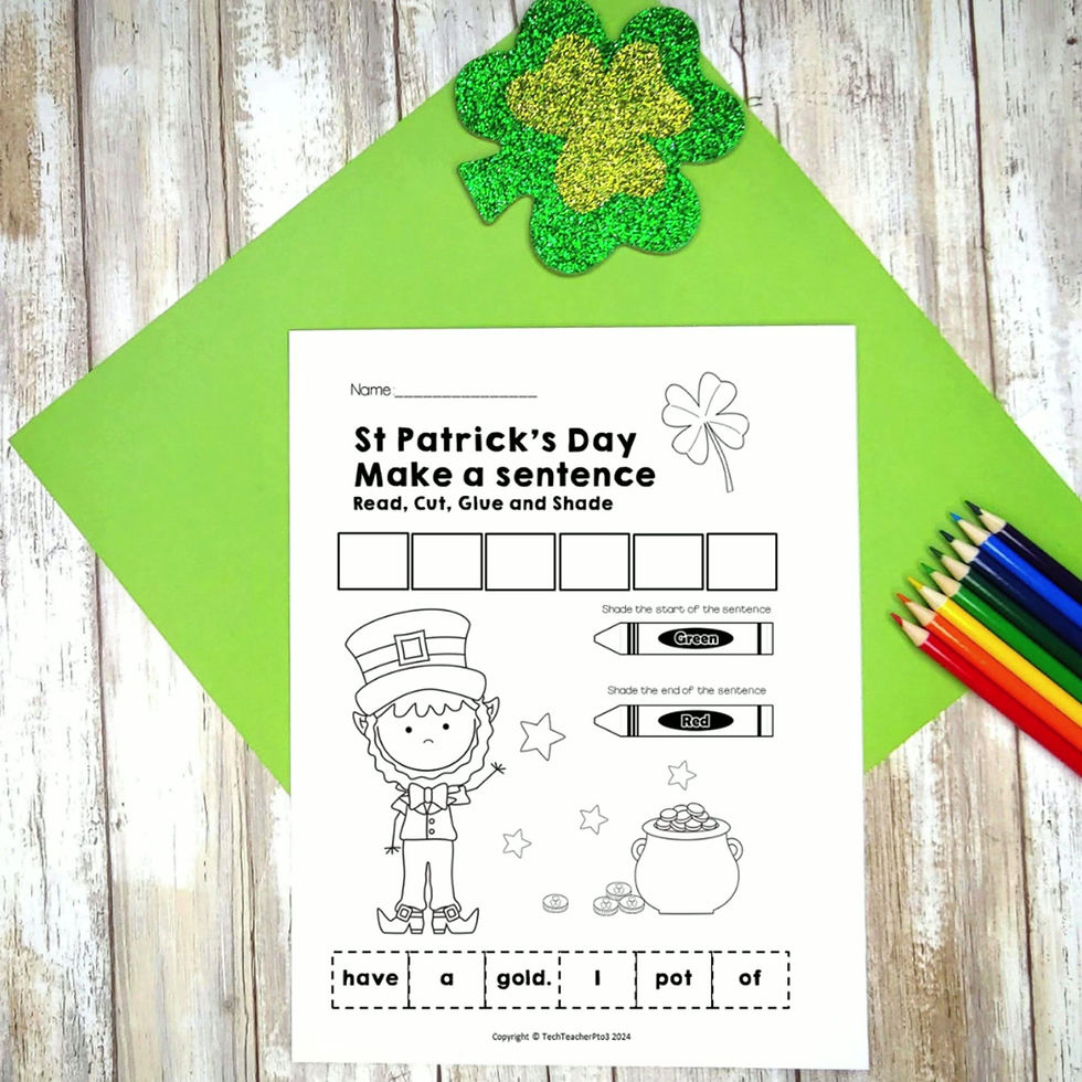 Thumbnail: St Patrick's Day Kindergarten Literacy Activities | No Prep March Printables