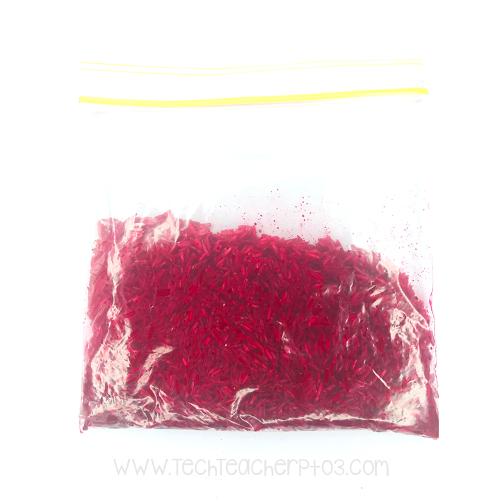 Easy to make rainbow coloured rice activities for sensory play.