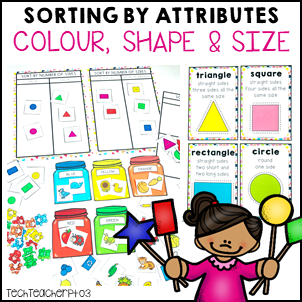 Sorting by Attributes Size Color Shape | Tech Teacher Pto3