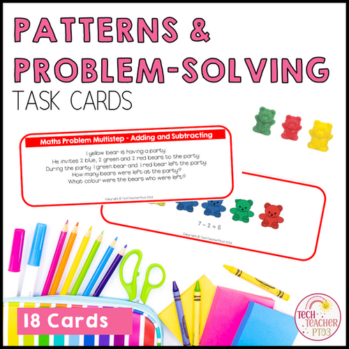 Math Word Problems Task Cards Teddy Bears | Tech Teacher Pto3