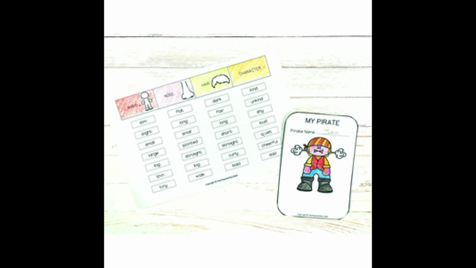 Thumbnail: Parts of speech pirate adjectives activities