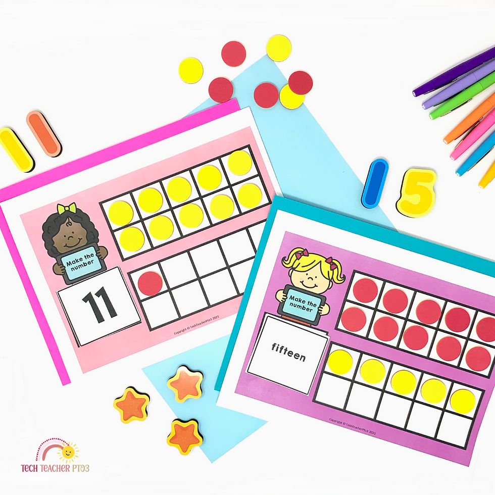 Fun with teen numbers activity for kindergarten and first grade math