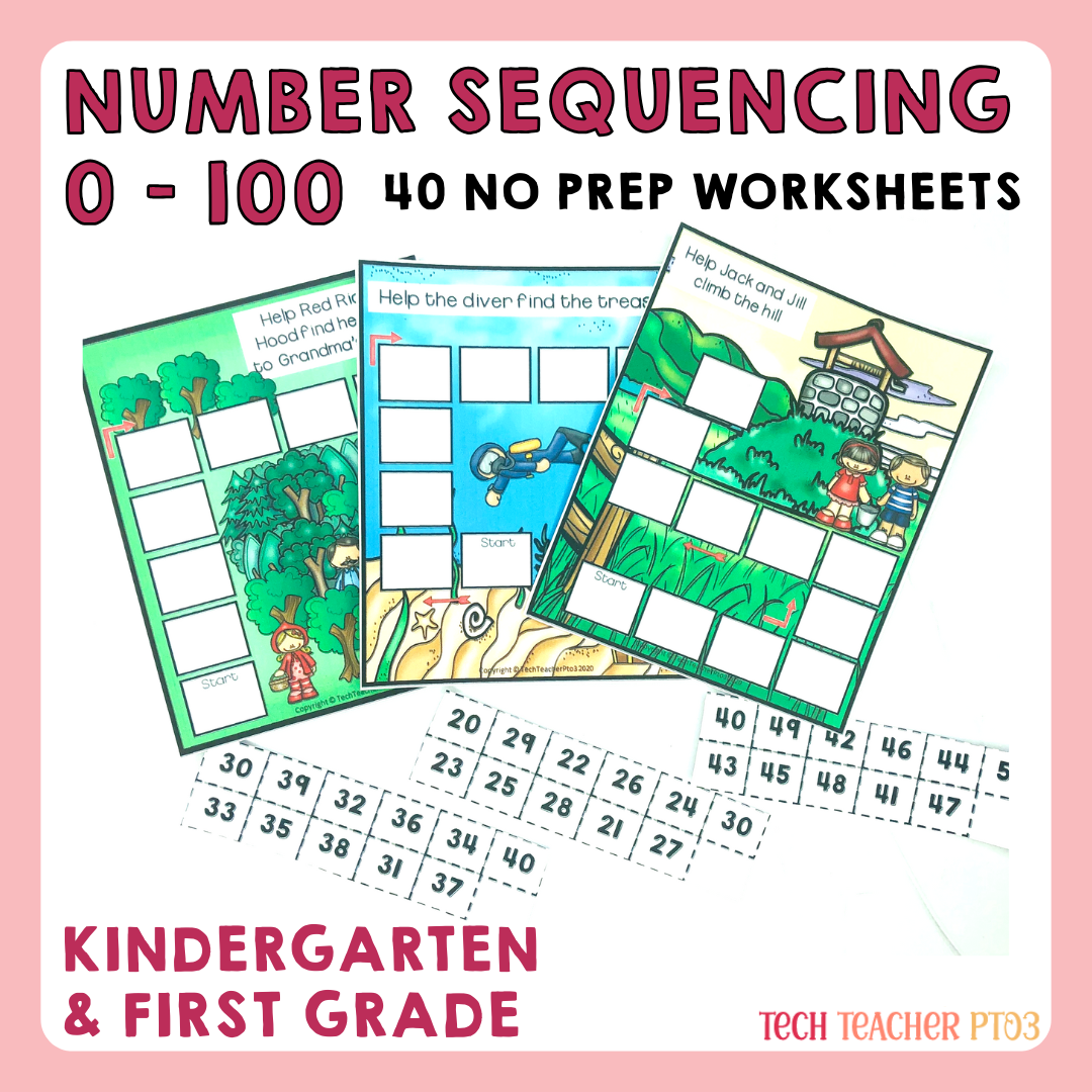 Number Sequencing Activities for Kindergarten, First Grade and Second Grate Skip Counting 100s counting in 10s