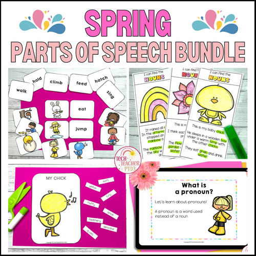 SAVE 30 Parts of Speech Spring Bundle Nouns Verbs Adjectives and