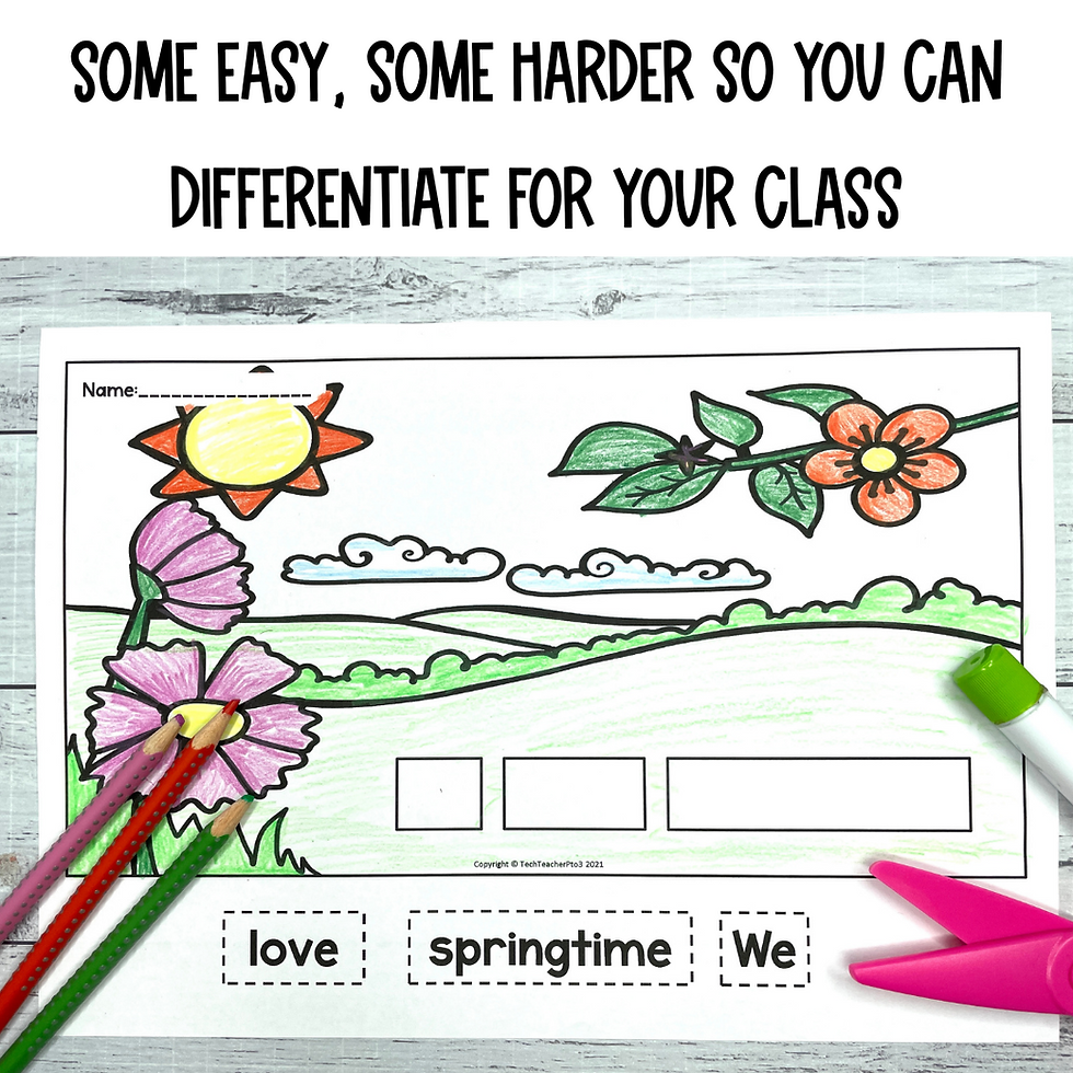 Spring Sight Word Sentences Kindergarten Literacy Activities