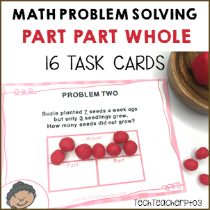Math Problem Solving Task Cards Part Part Whole | Tech Teacher Pto3