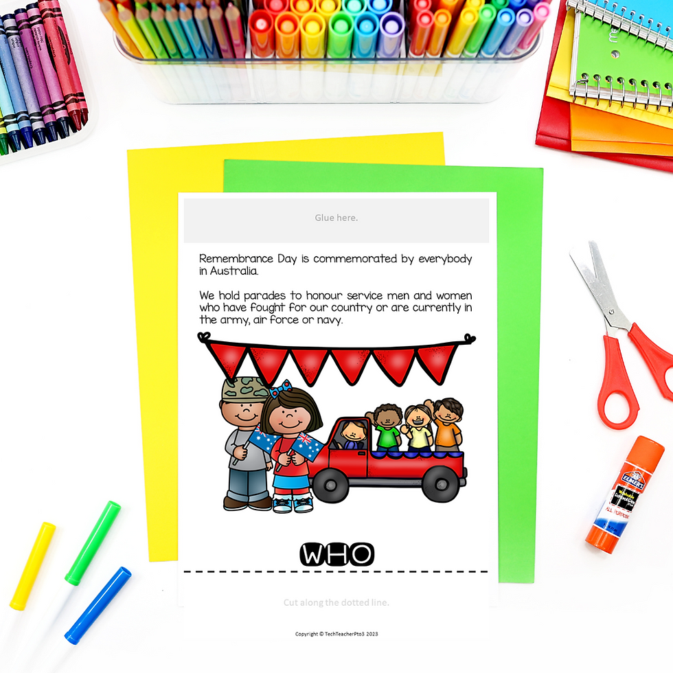 Thumbnail: Remembrance Day Activities Flip Book First Grade and Second Grade