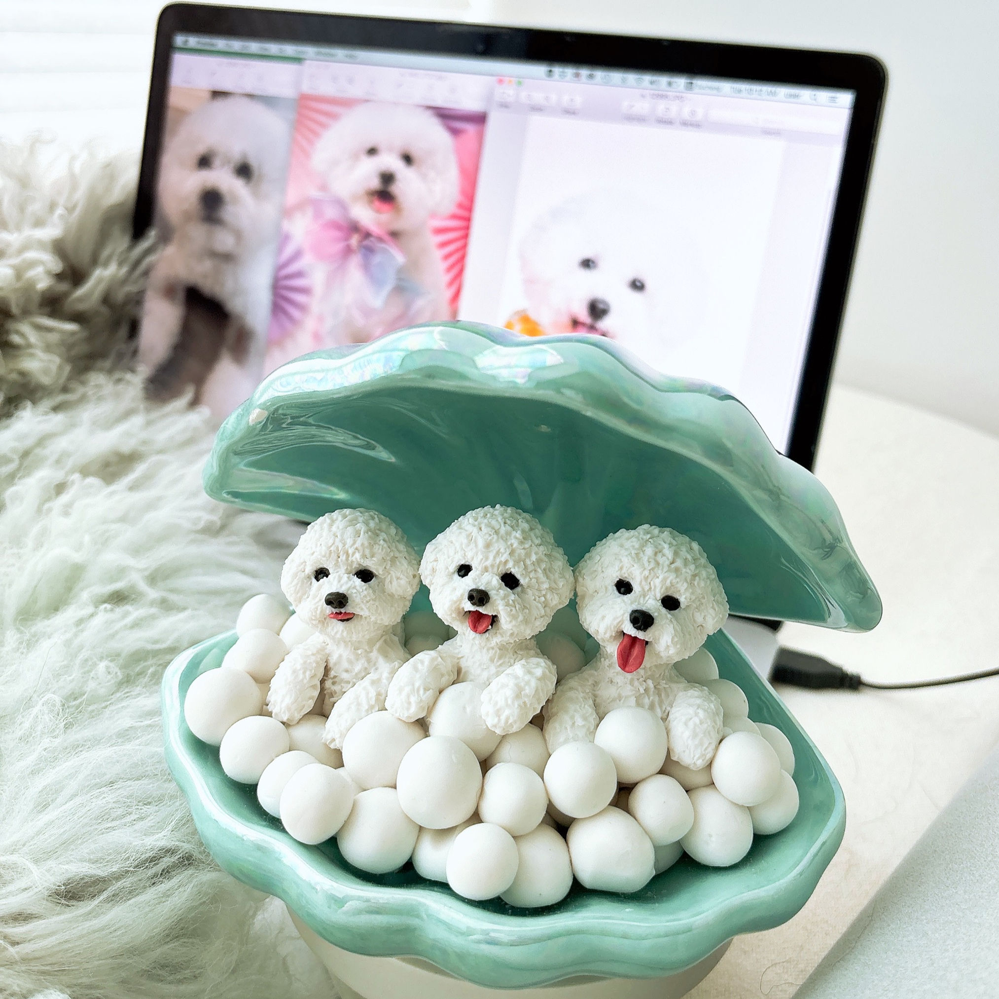15CM Personalized 3D Figurine of your Pet in shell相片訂製自己嘅寶寶貝殼造型陶藝公仔