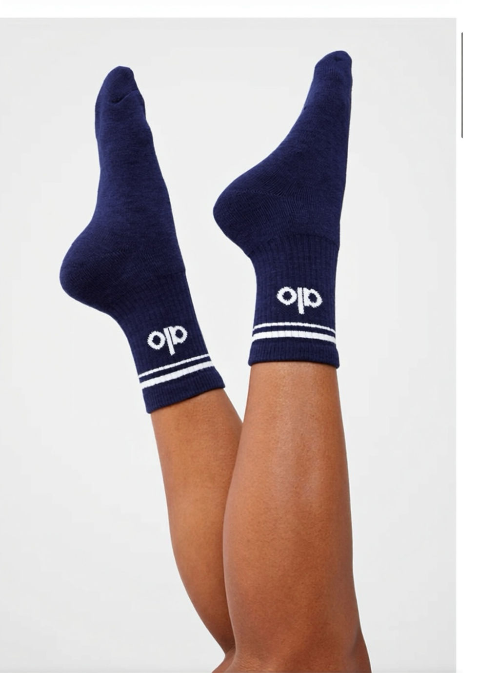 Thumbnail: Navy + White Half Crew Socks / Size M