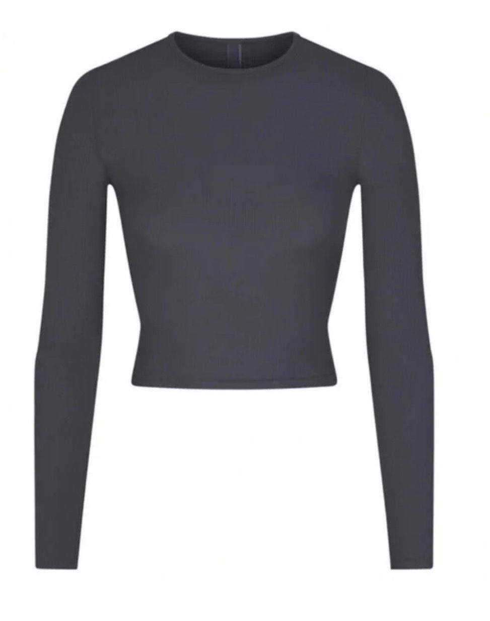 Thumbnail: Soft Lounge Rib Long Sleeve Crop Top / Size S
