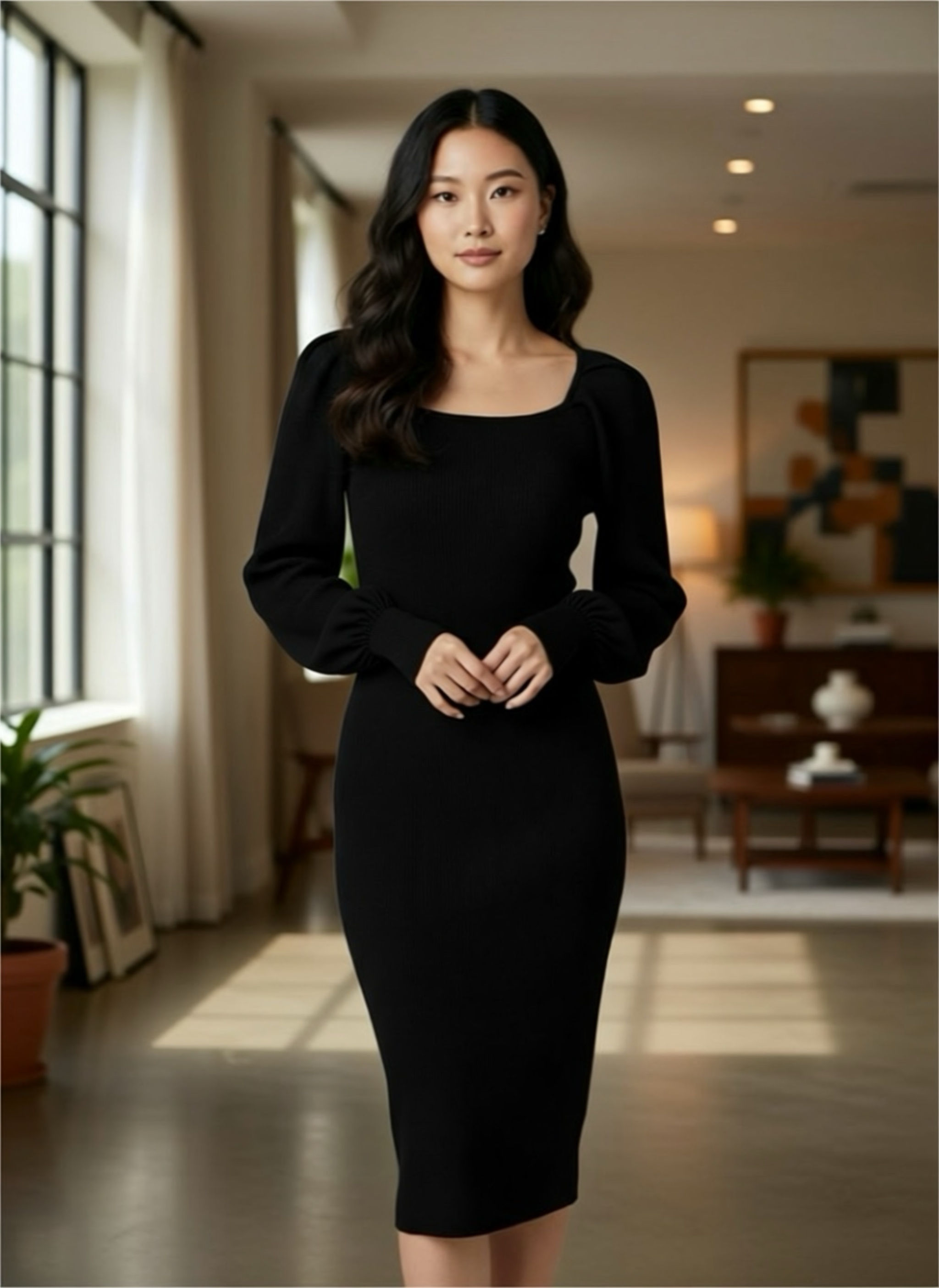 Ribbed Knit Sweater Dress / Size XS