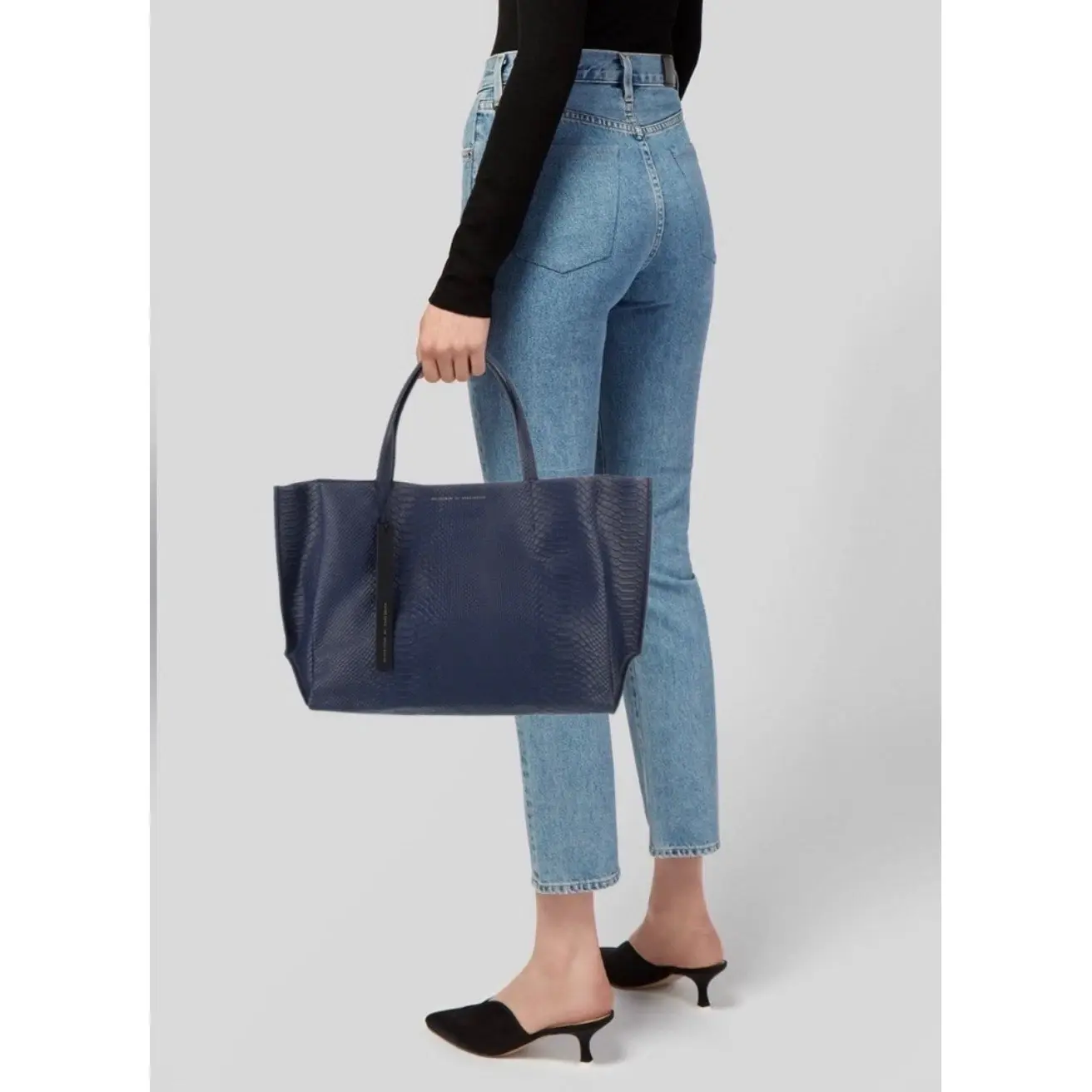 100% Leather 'Half Tote' - Navy Python
