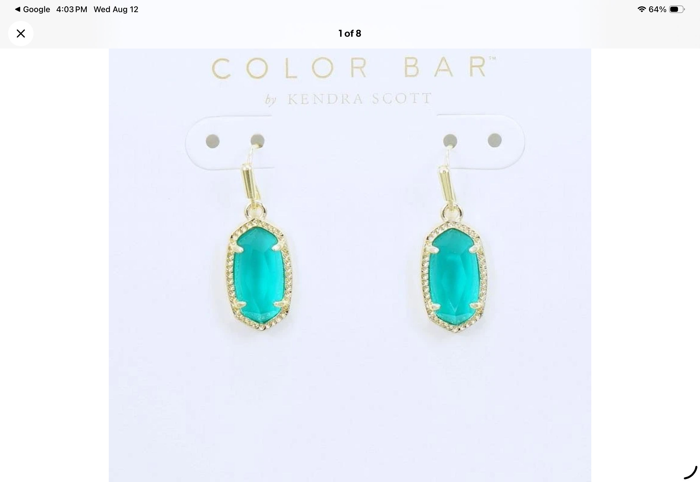 Lee Gold Drop Earrings in London Blue Glass