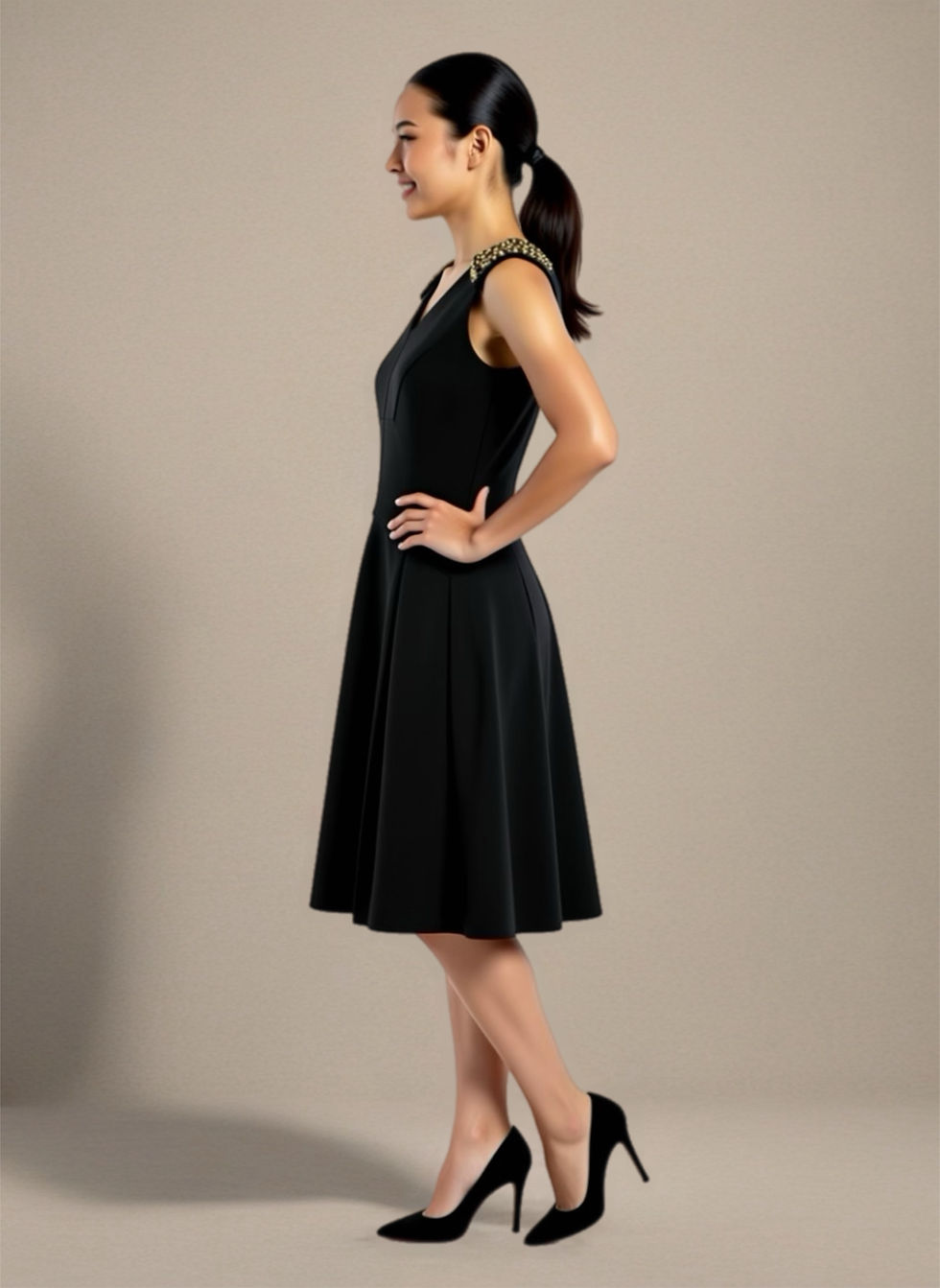 Thumbnail: Capped Embellished Dress / Size 10