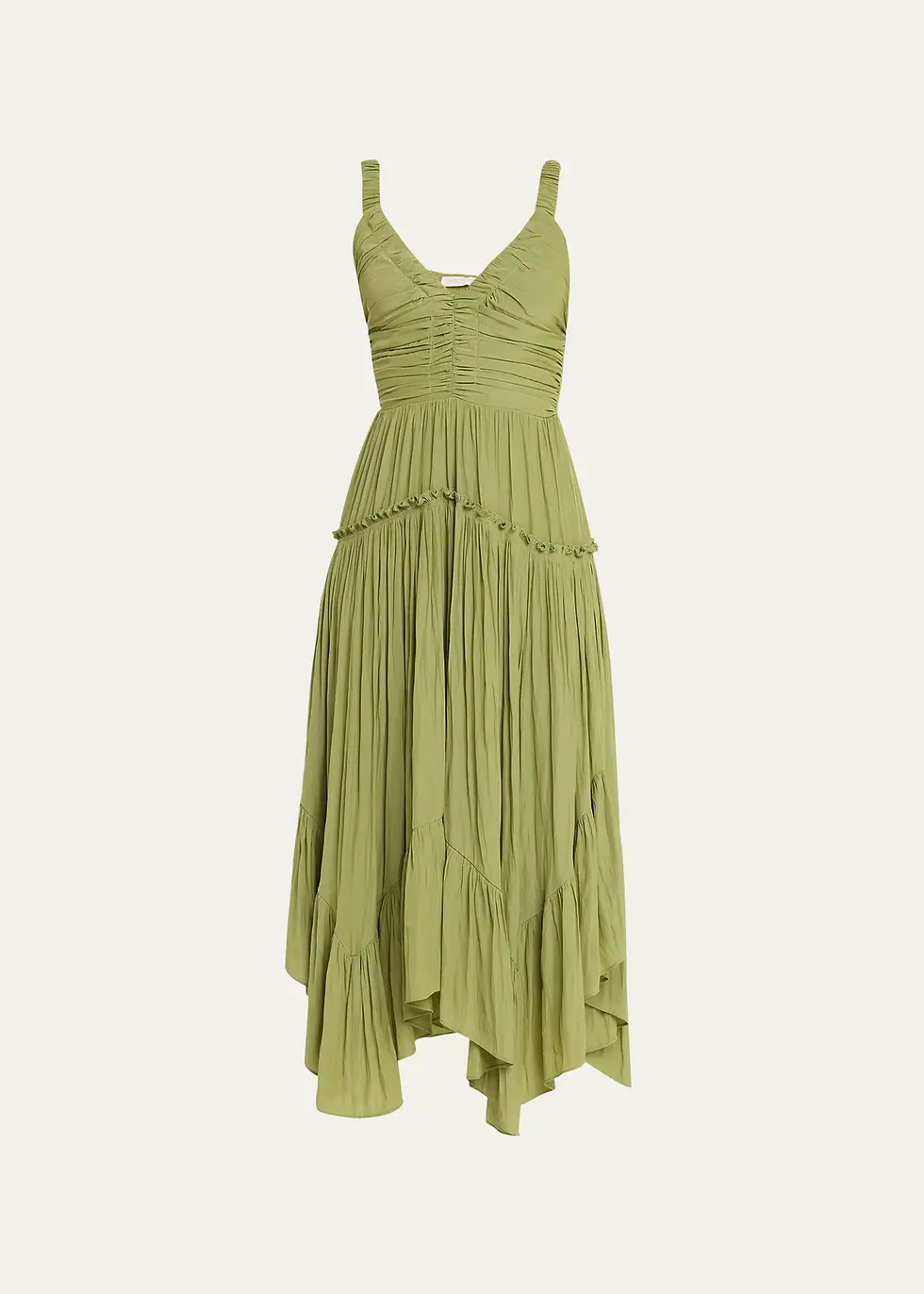 Thumbnail: Green Cleo Handkerchief Midi Dress / Sizes XS & L