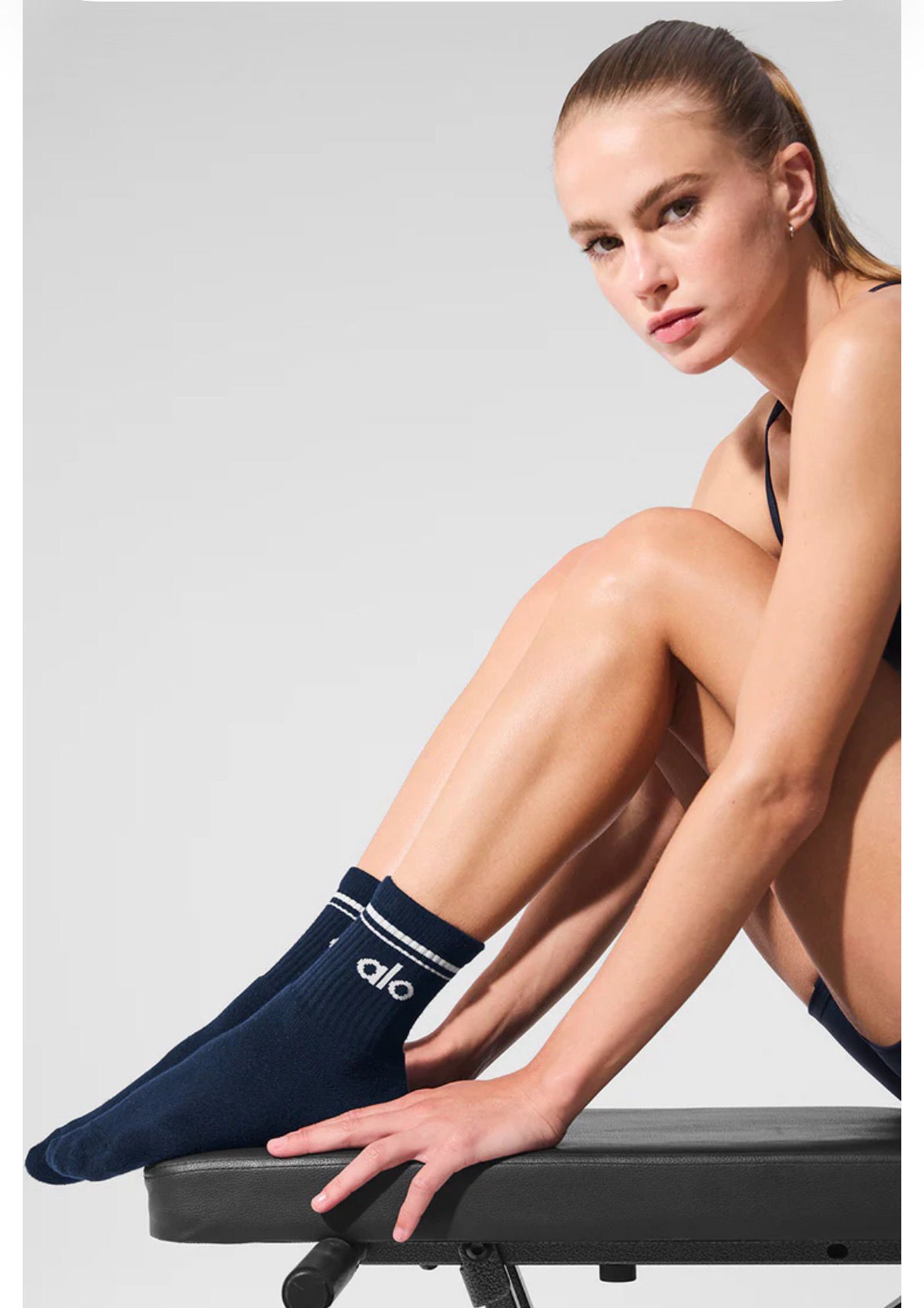 Navy + White Half Crew Socks / Size M