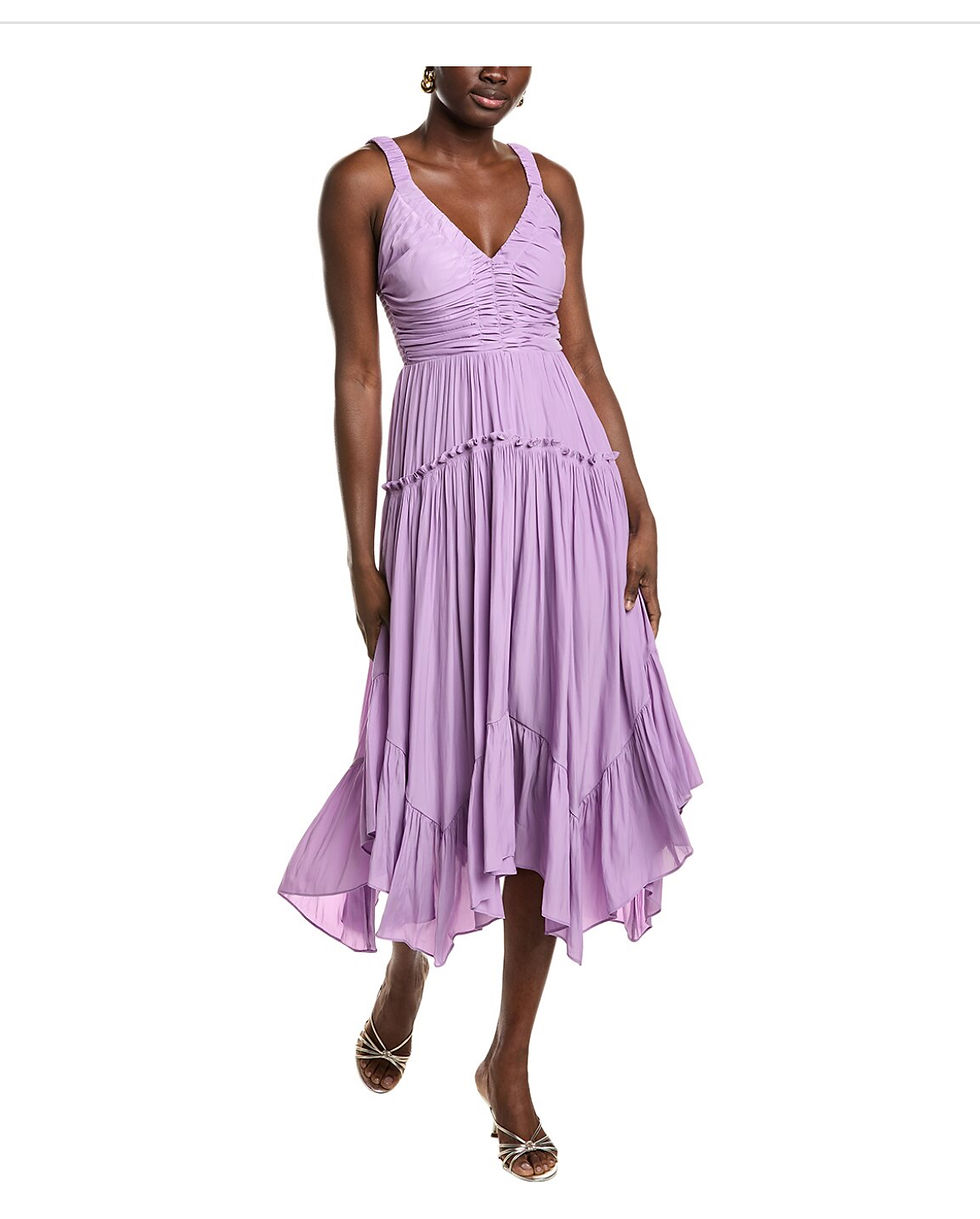 Thumbnail: Purple Cleo Handkerchief Midi Dress / Size XS & S