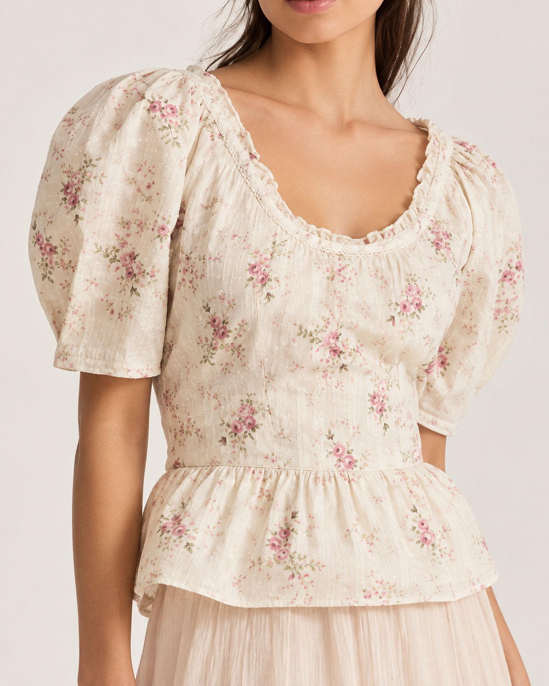 Tayshia Floral Puff Sleeve Top / Size XS