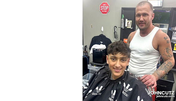 John Rodriguez providing a fresh haircut to a satisfied client at Johncutz barber shop.