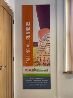 Poster for running technique coaching in Llandysul, detailing our gait analysis, stride optimization, and injury prevention services for runners.