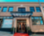 Eye-level view of a boutique hotel entrance