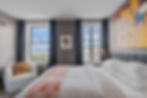 Close-up view of artistically designed boutique hotel room