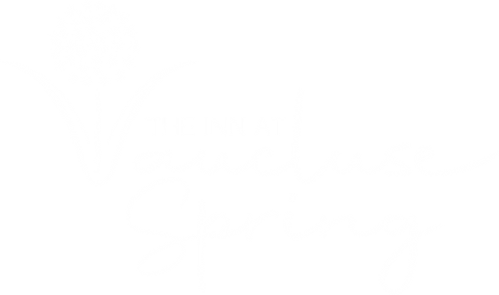 Vaucluse Spring logo with text and stylized tree illustration in white.