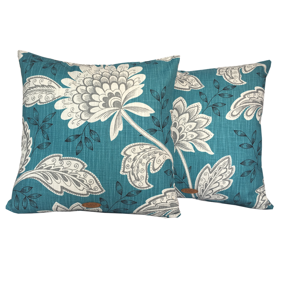Küçük resim: Arasta Design Turkuaz Tropikal Desenli, Keten Kırlent Kılıfı, 43x43 cm