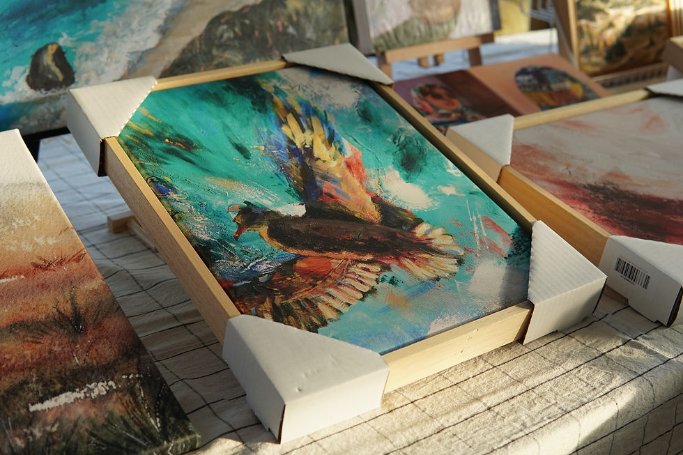 Thumbnail: Framed canvas print side above view