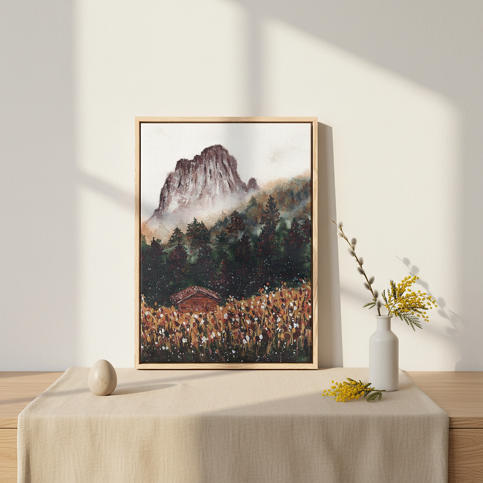 Thumbnail: Amongst the Wildflowers Dolomites - Framed Canvas Print