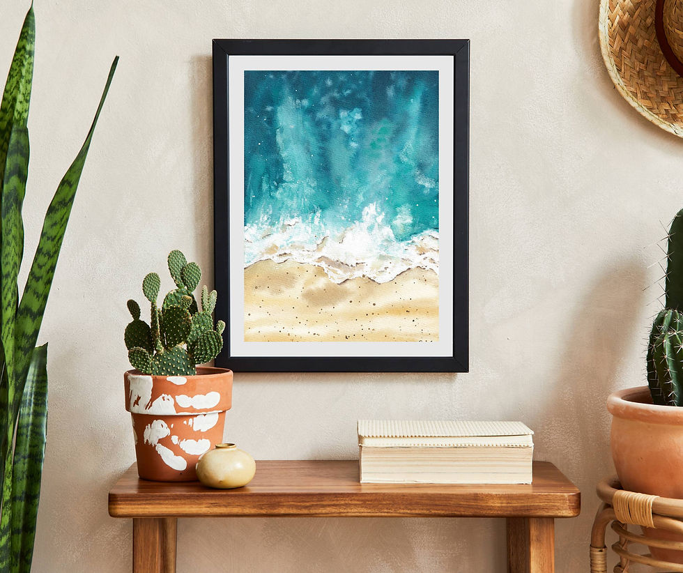 Thumbnail: coastal waves watercolour wall art