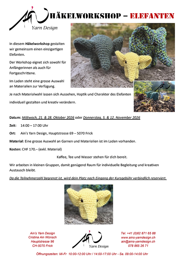 Elephant workshop crochet