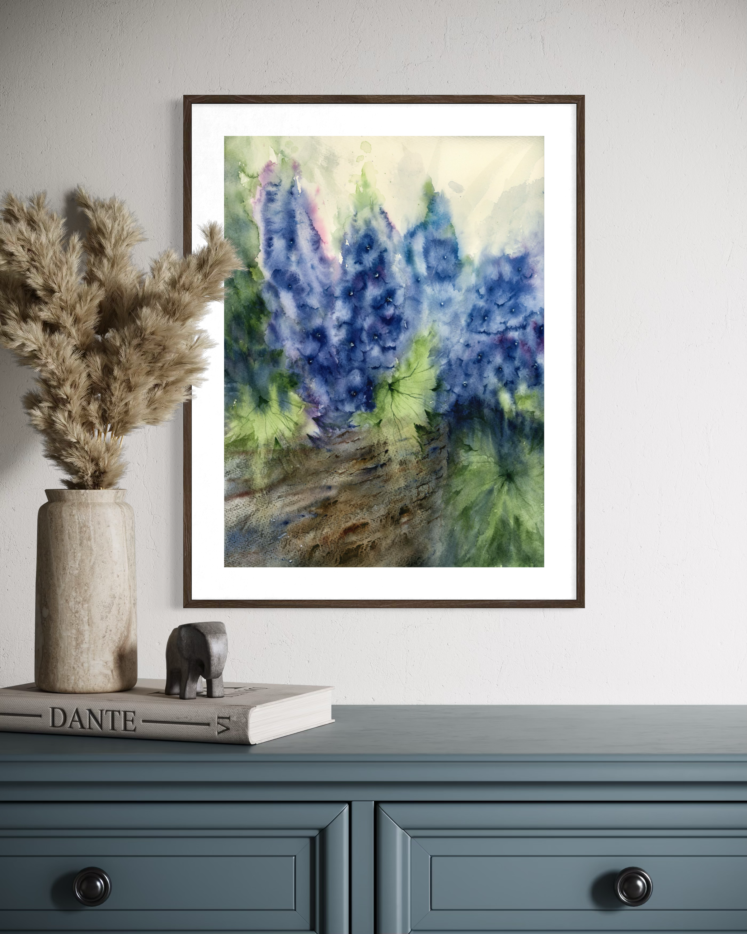 Basket of Blue — Original Watercolor Painting, 16 by 12 inches