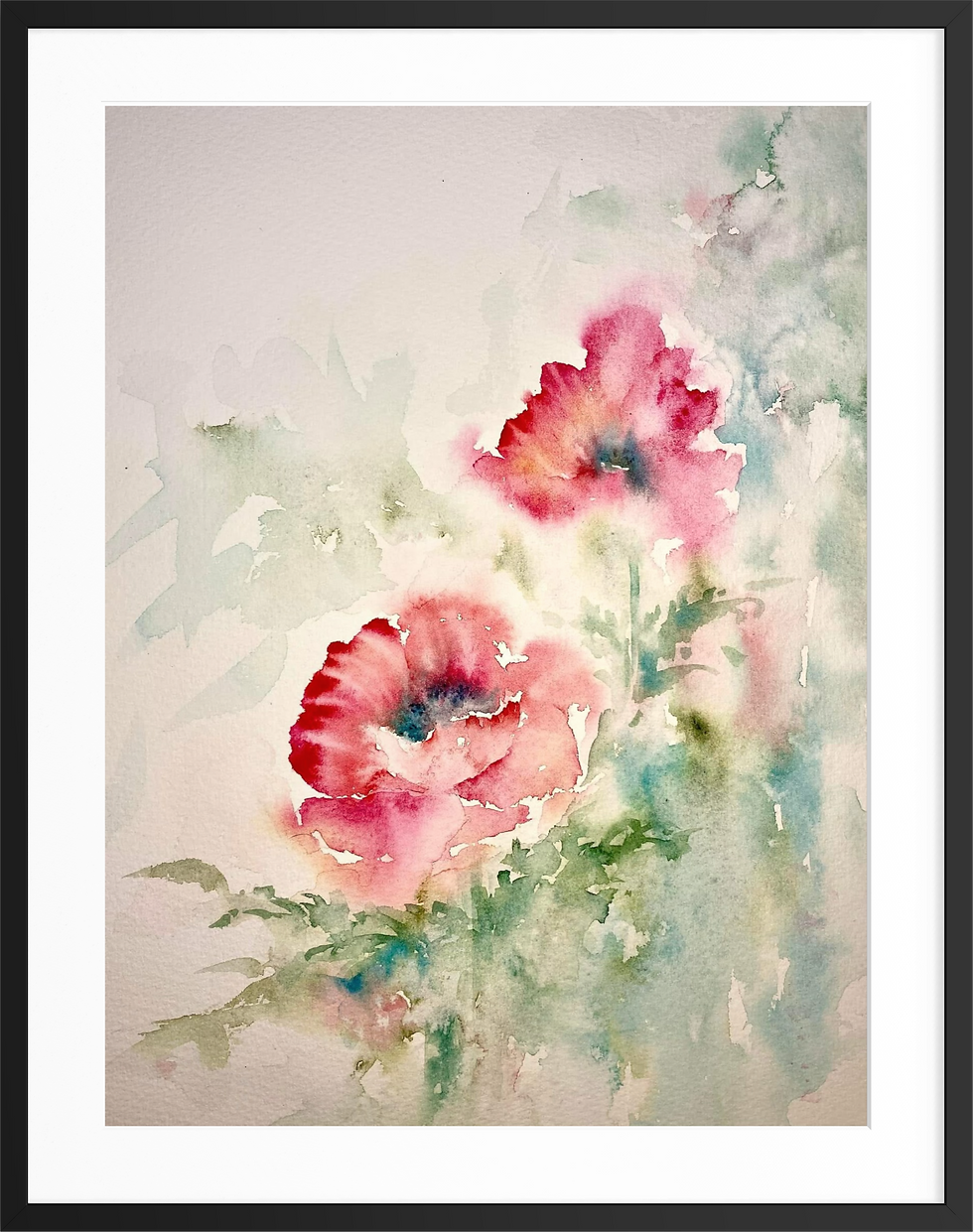 Thumbnail: Poppy Winds — Original Watercolor Painting, 12 by 9 inches