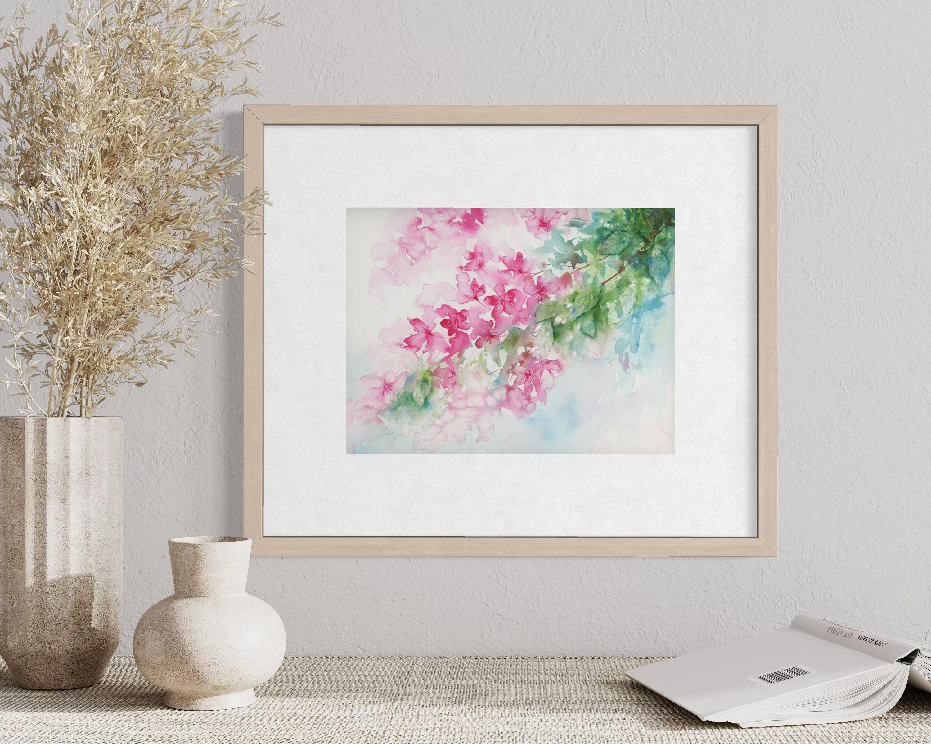 Pink Blossoms — Original Watercolor Painting, 12 by 9 inches