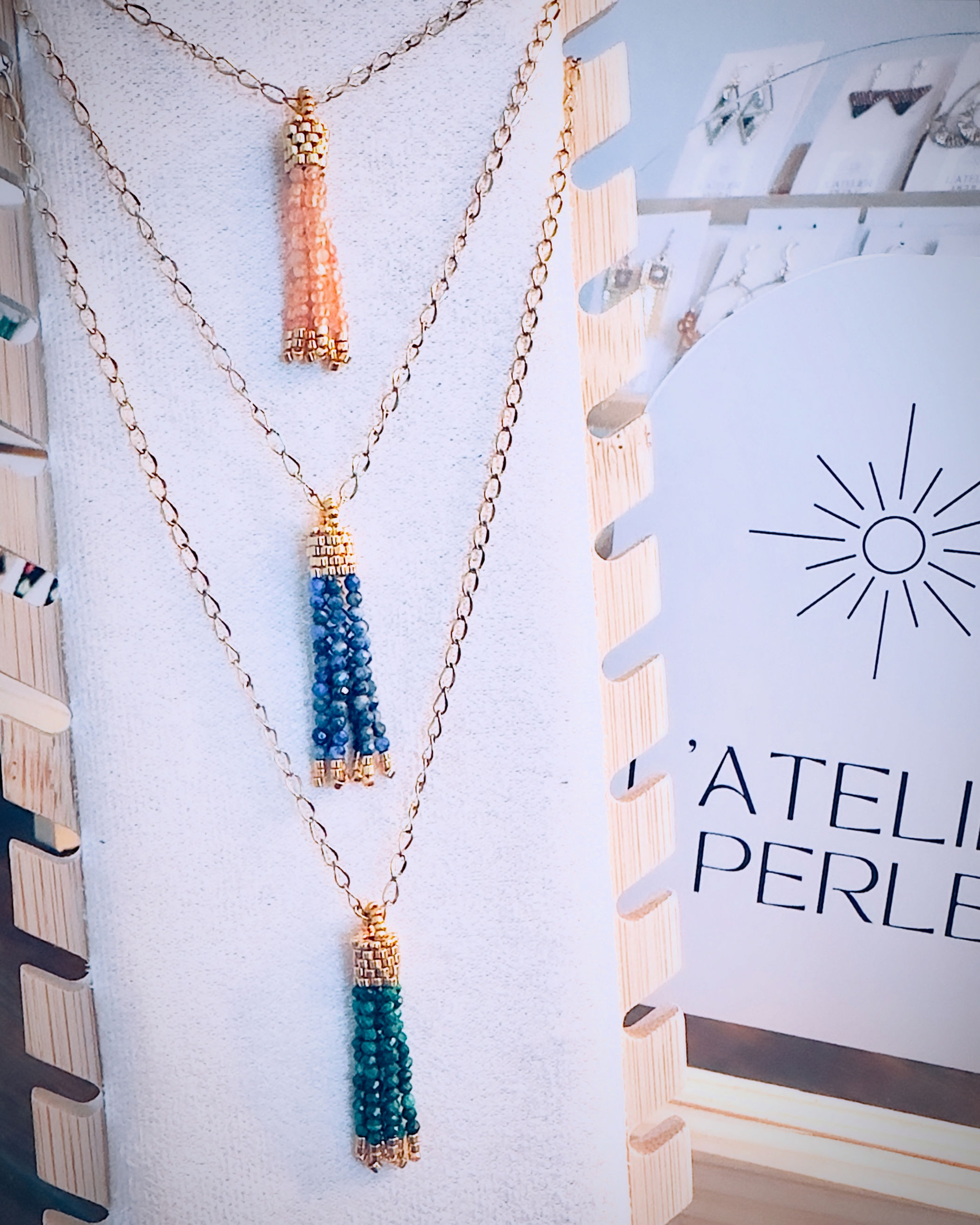 Golden Lapis Lazuli Tassel Drop