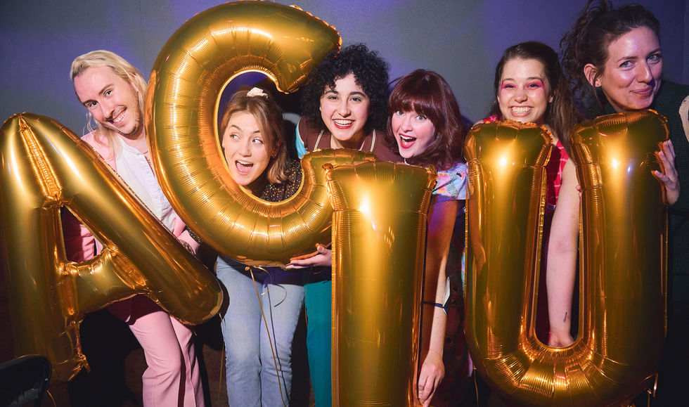Portrait of Mary Bess and performers at May 1st's Generous Laughs 2022 at littlefield in Brooklyn