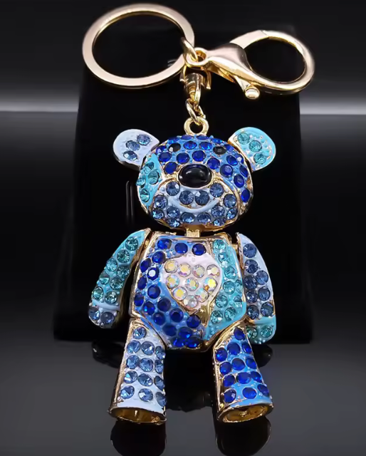 Thumbnail: Bag Bling Rainbow Rhinestone Bear Bag Charm – Sparkly Keychain Accessory