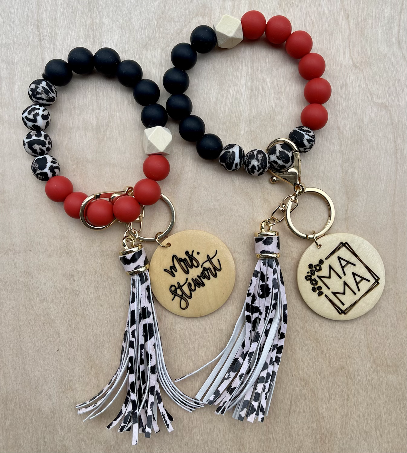Blavk and red Keychain wristlets 