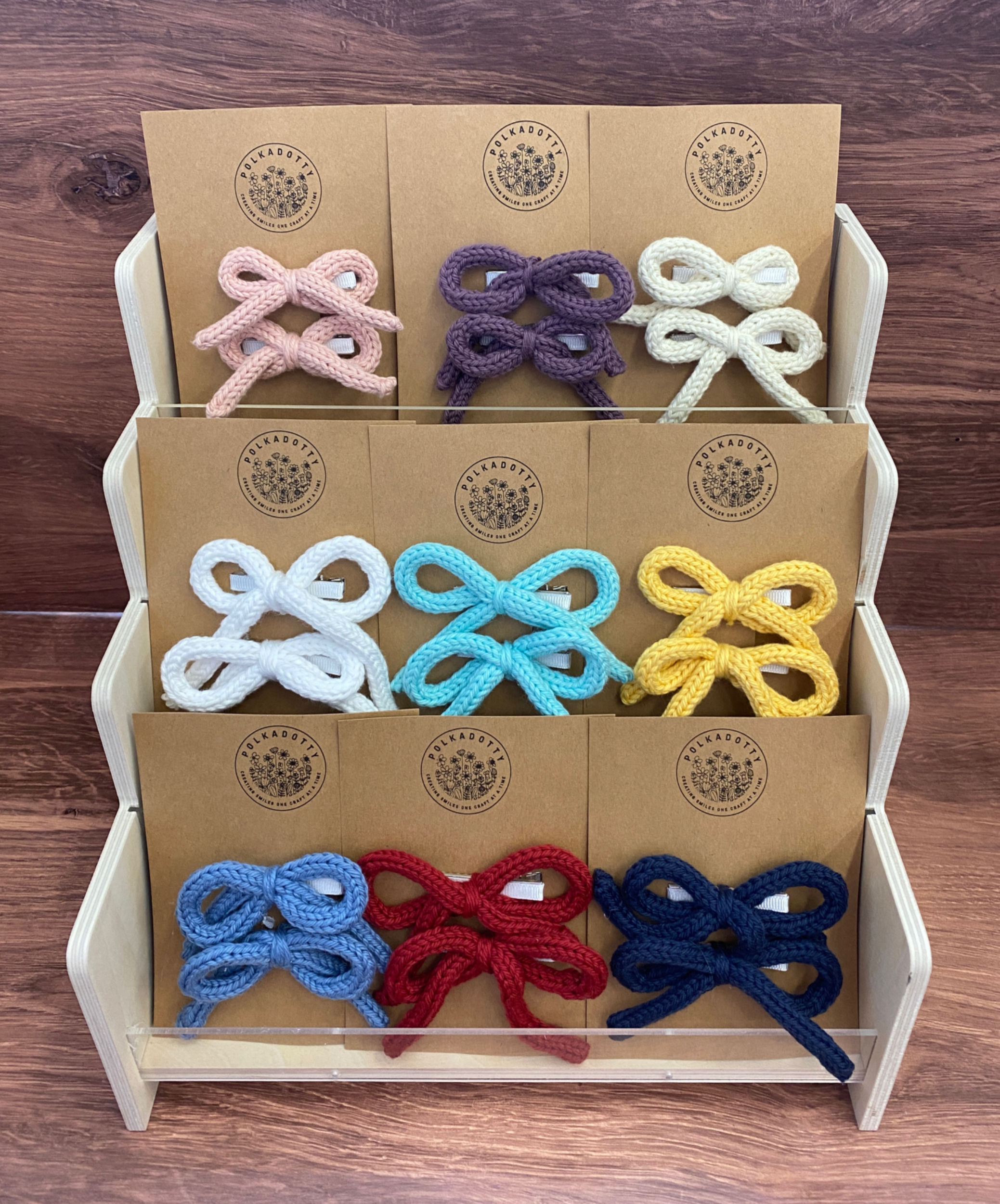 Set of 2 hand knit Hair Bows