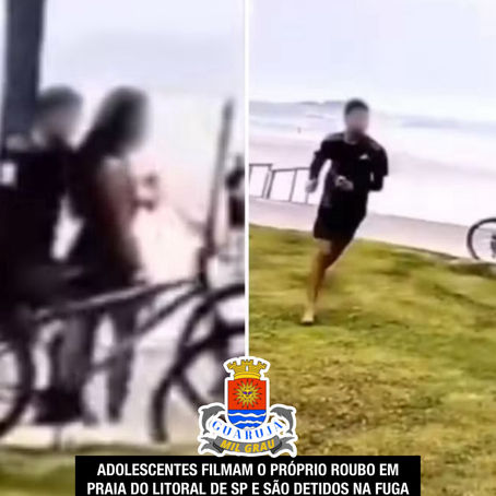 ADOLESCENTES FILMAM O PRÓPRIO ROUBO EM PRAIA DO LITORAL DE SP E SÃO DETIDOS NA FUGA