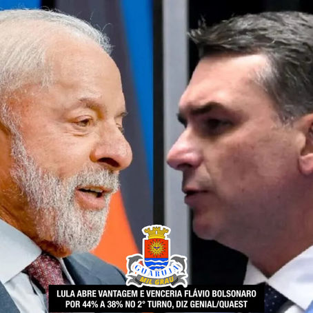 LULA ABRE VANTAGEM E VENCERIA FLÁVIO BOLSONARO
POR 44% A 38% NO 2° TURNO, DIZ GENIAL/QUAEST