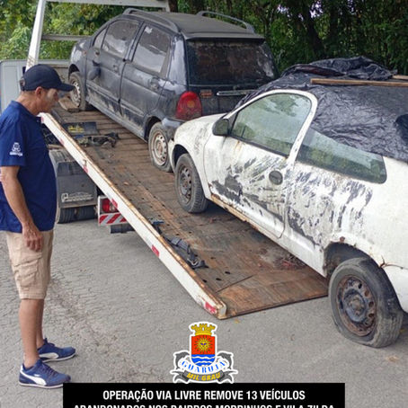 Operação Via Livre remove 13 veículos abandonados nos bairros Morrinhos e Vila Zilda
