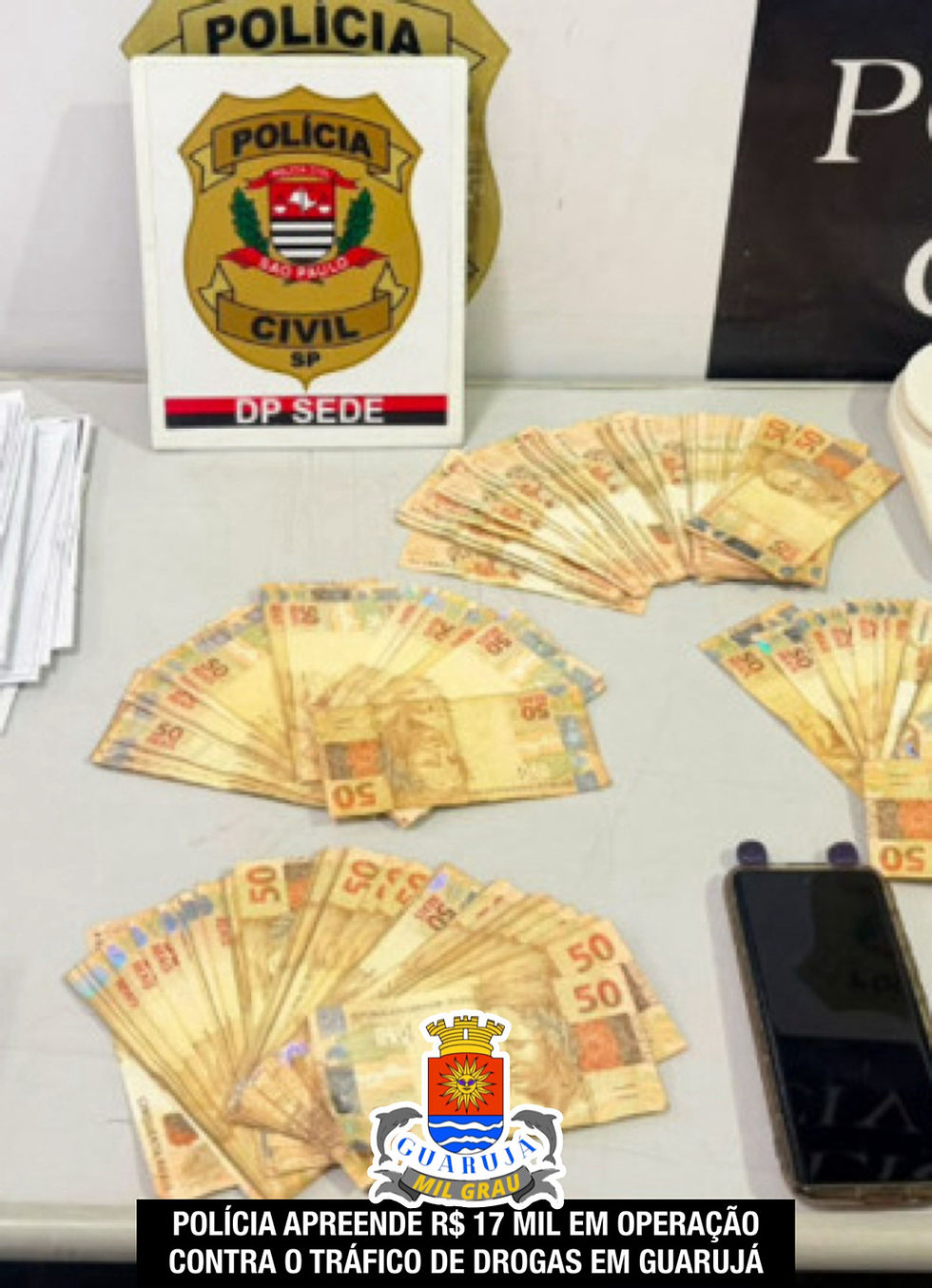 POLÍCIA APREENDE R$ 17 MIL EM OPERAÇÃO CONTRA O TRÁFICO DE DROGAS EM GUARUJÁ