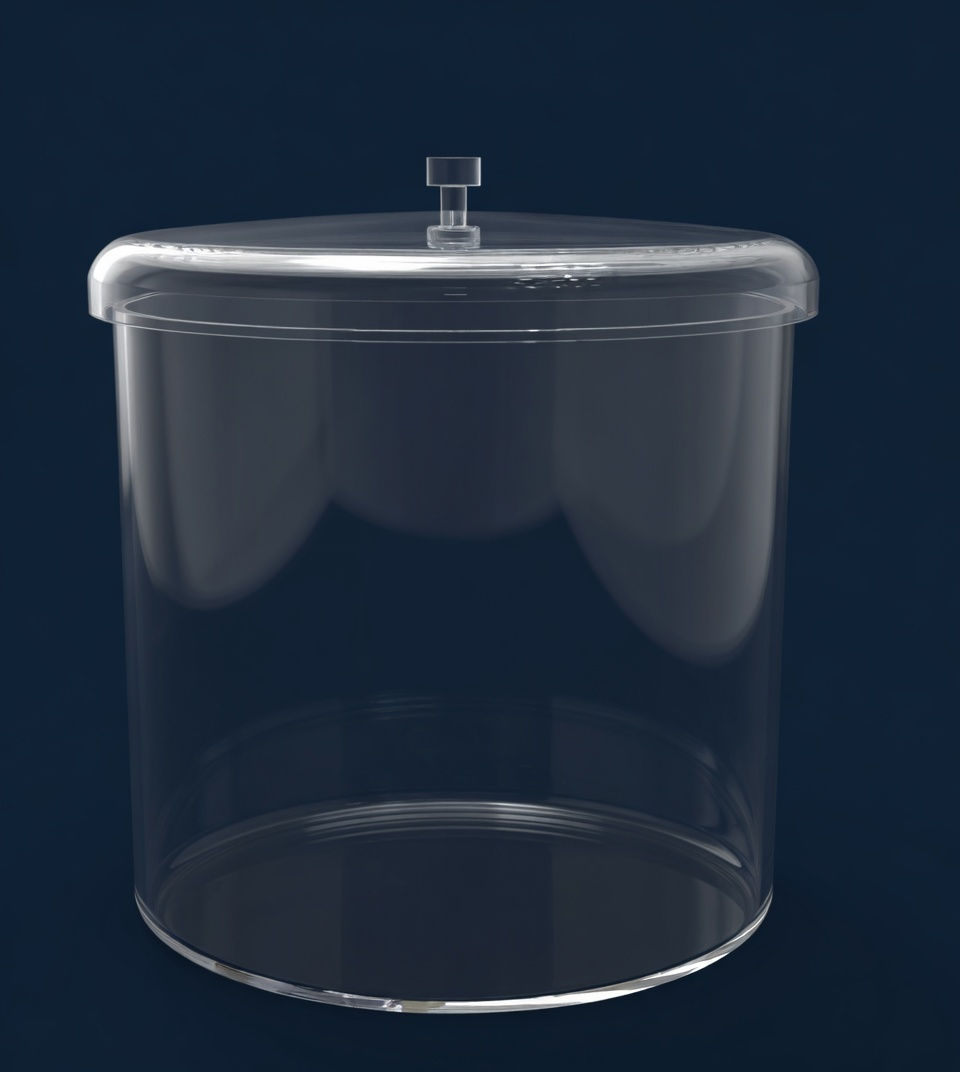 Pote Cilíndrico em Acrílico com Tampa Moldada - 18cm