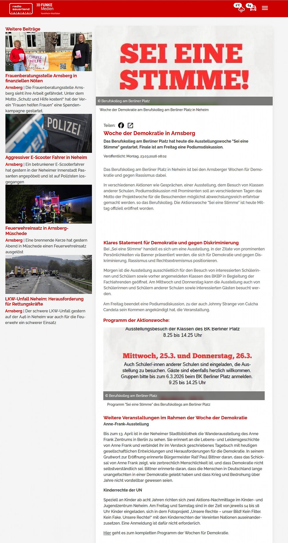 Woche der Demokratie in Arnsberg