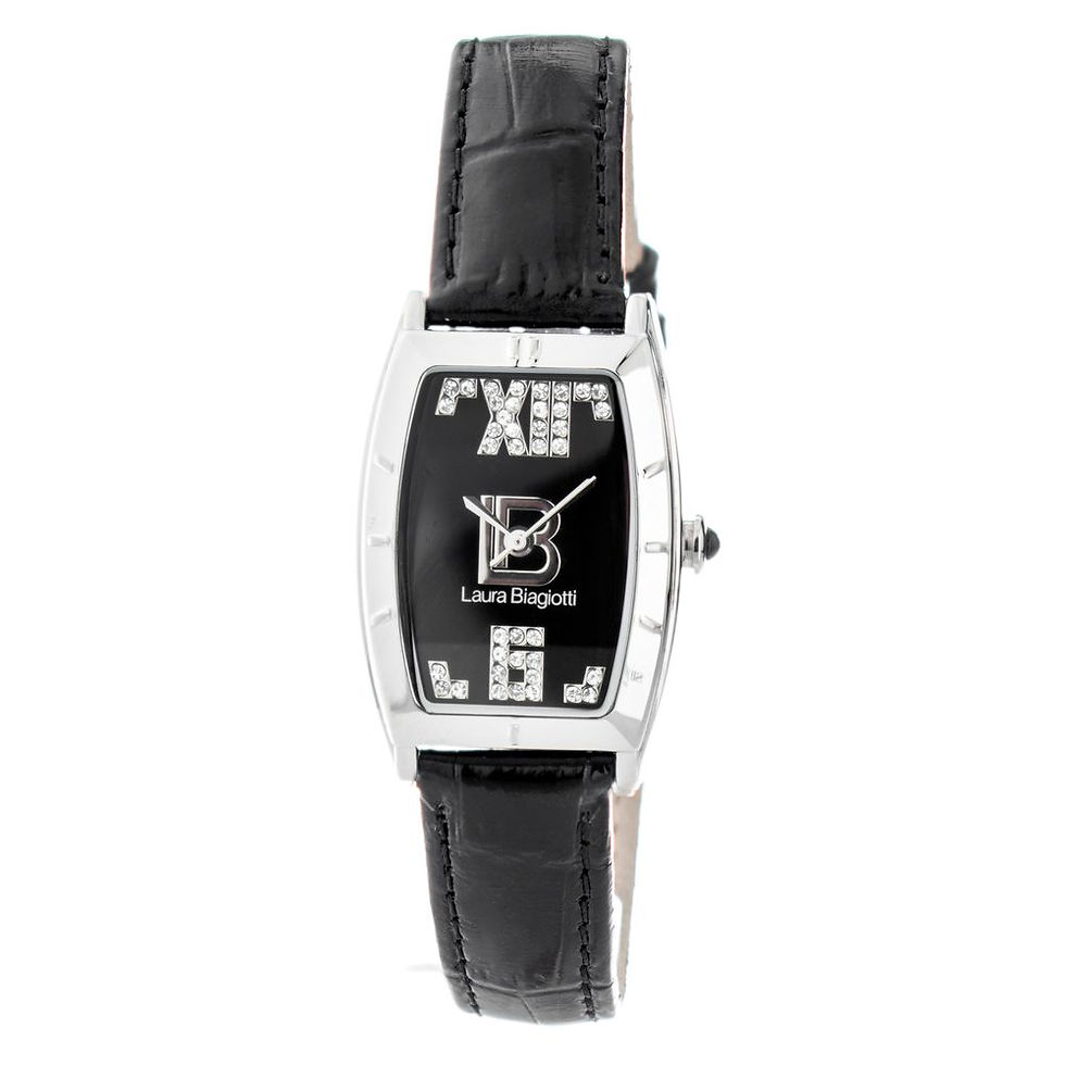 Laura Biagiotti Black Leather Dress Watch