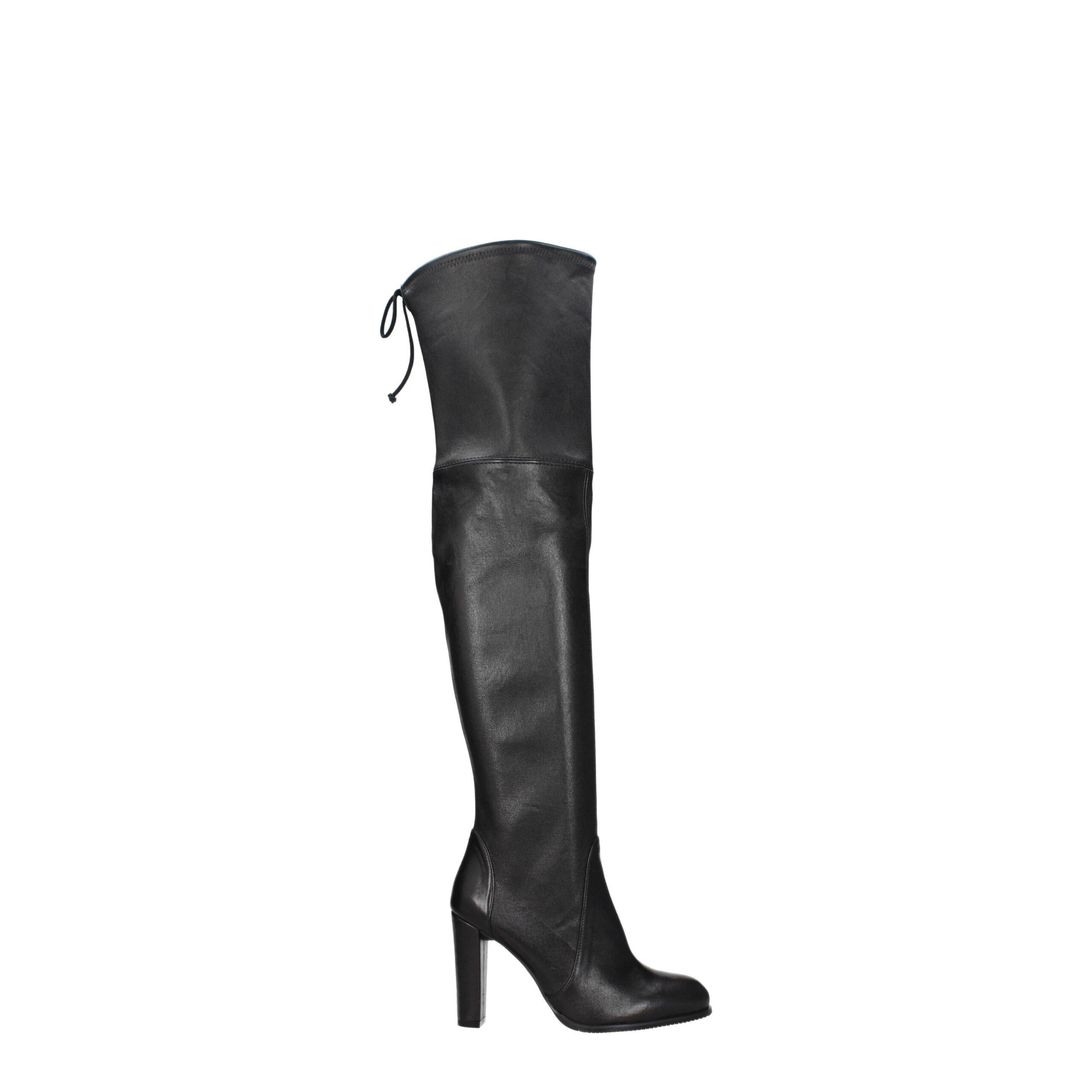 Stuart Weitzman Black Leather Over The Knee