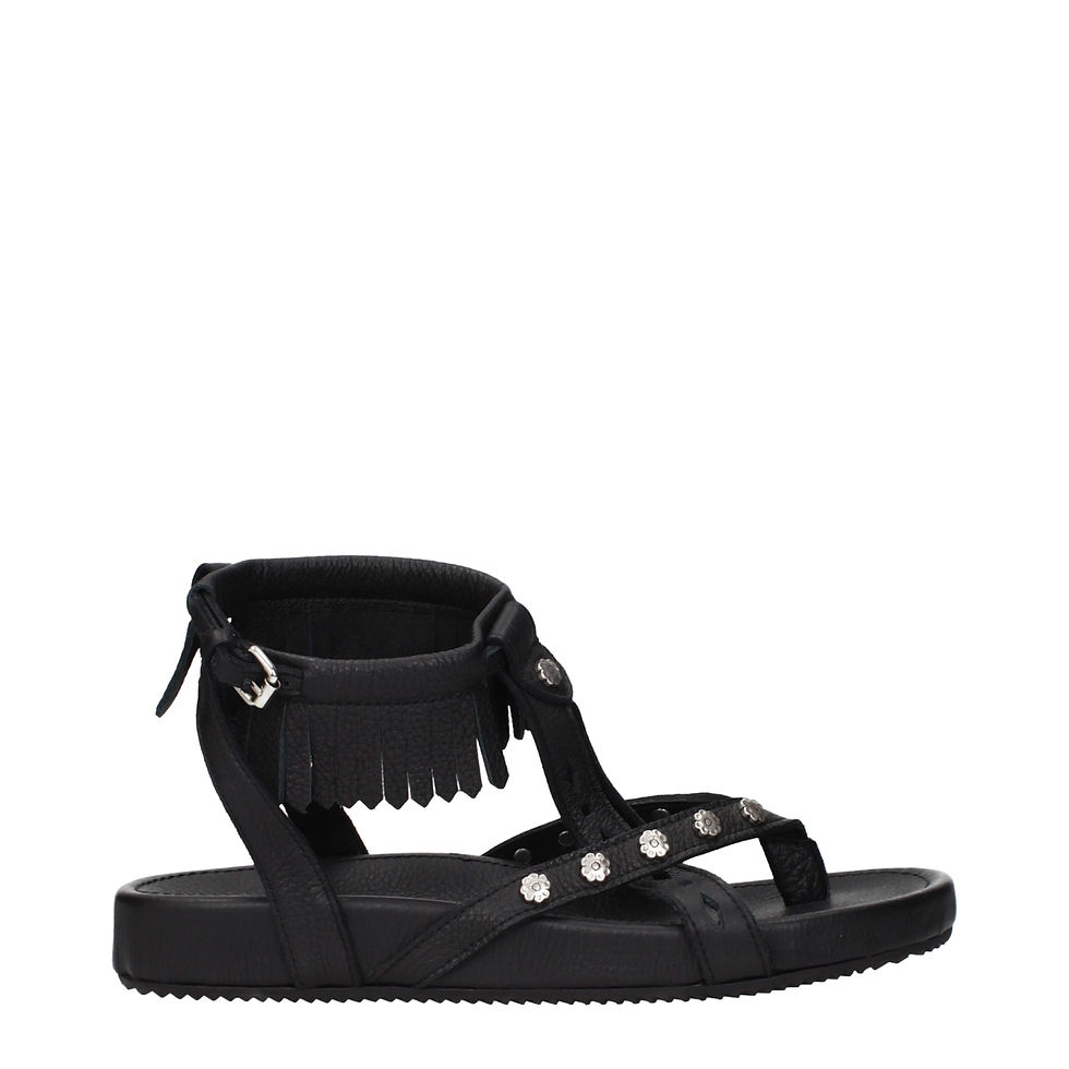 Isabel Marant Black Leather Flat Sandals
